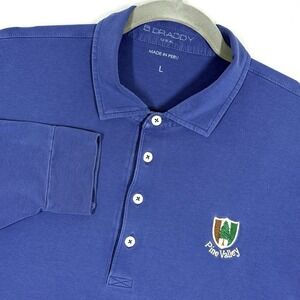 B Draddy Polo Shirt Men Large Pine Valley Golf Club Logo Pima Cotton Long Sleeve